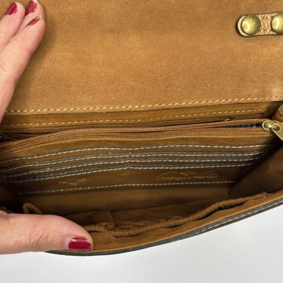 PATRICIA NASH Lanza Tooled Burnished Tan Leather Crossbody Bag Organizer Purse - Picture 7 of 10